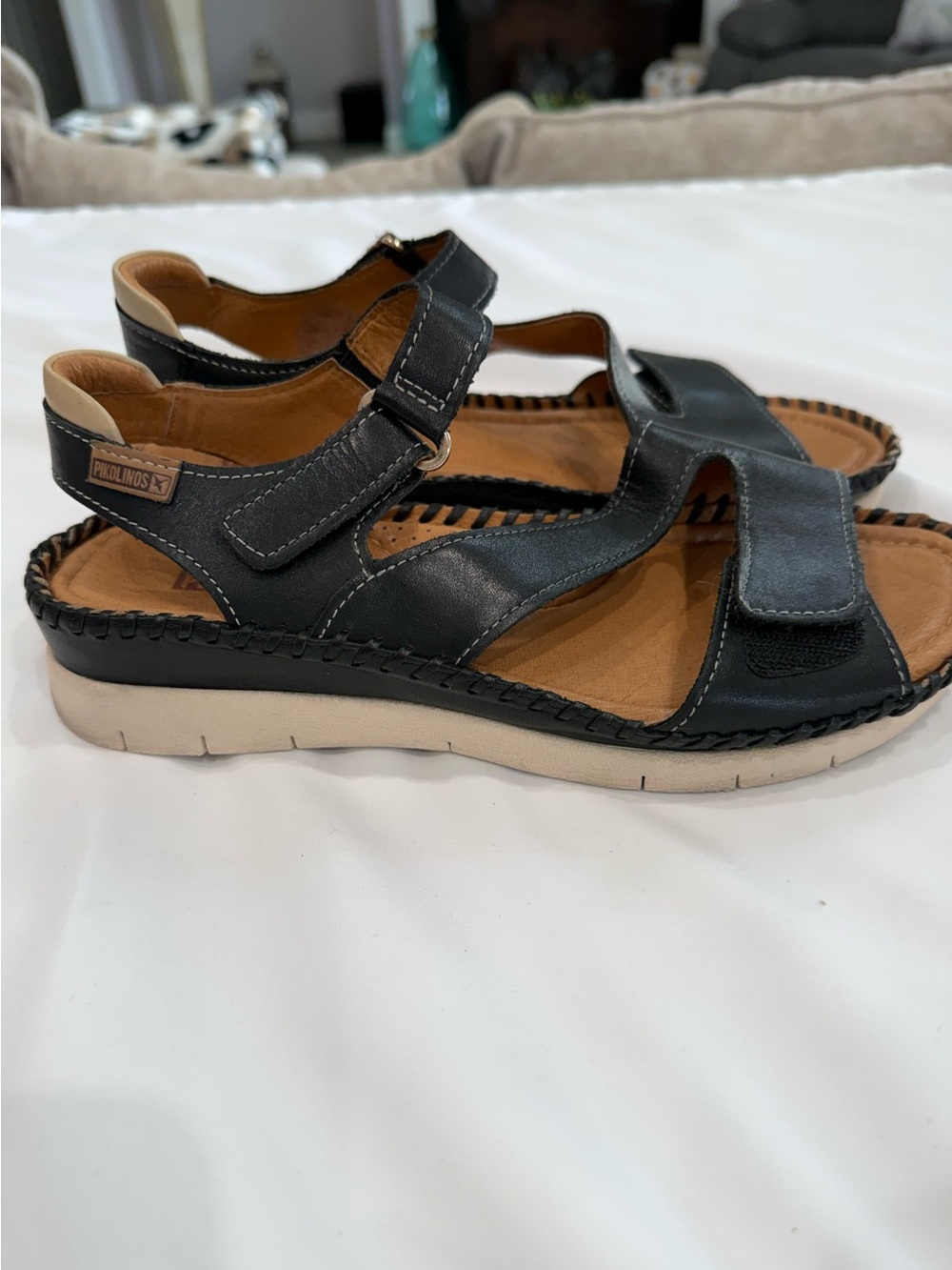 PIKOLINOS ALtea Leather Hand Stitched Adjustable Hoop & Loop Strap Sandls - Picture 9 of 9